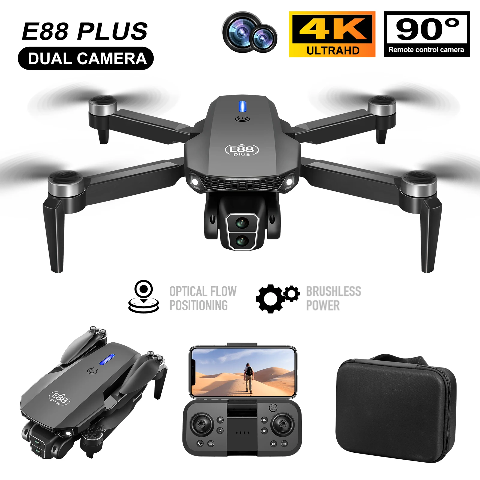 New E88 Plus Quadcopter Drone: - Drone Camera Night Vision 评论和价格